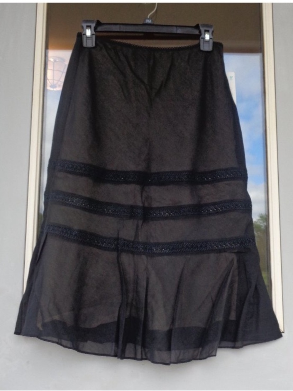 Vintage Y2K boho elasticwaist skirt crochet like detail size 6P - Picture 8 of 17